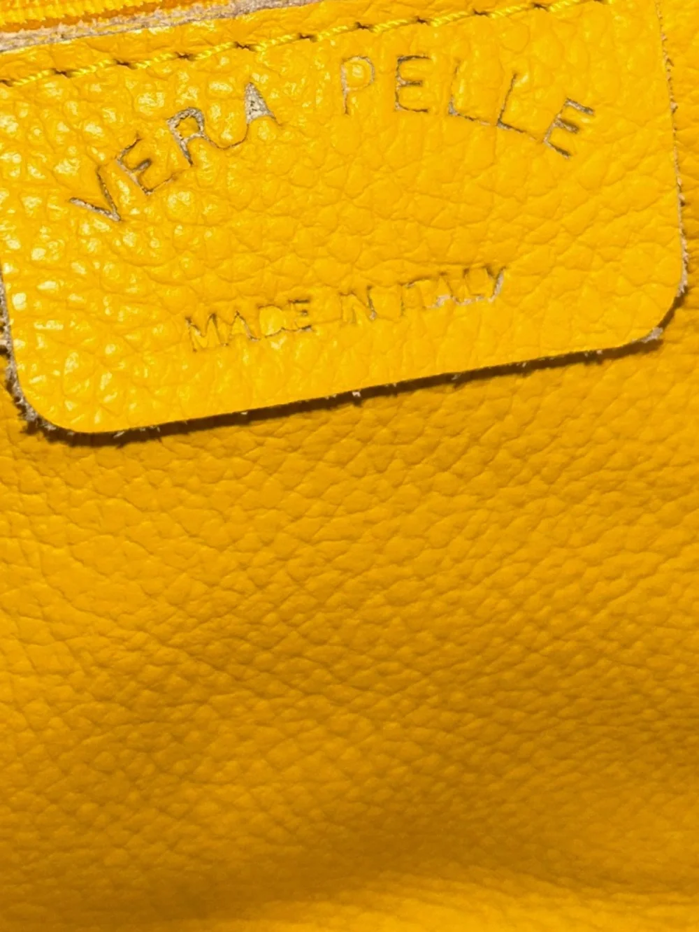 vera pelle ITALY yellow all weather leather pebbled tote bag purse